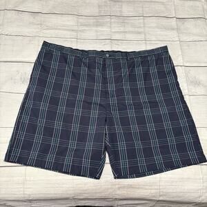 Ben Hogan Performance Men's Size 54 Plaid Golf Shorts Navy Blue Teal Flat Front